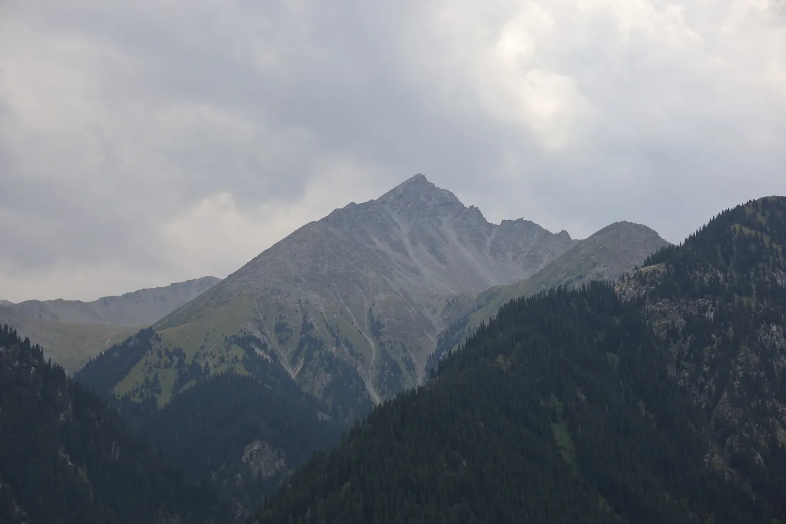 Big Almaty Peak. It is interesting to see the almost flat line where even grass stops growing on the mountains.