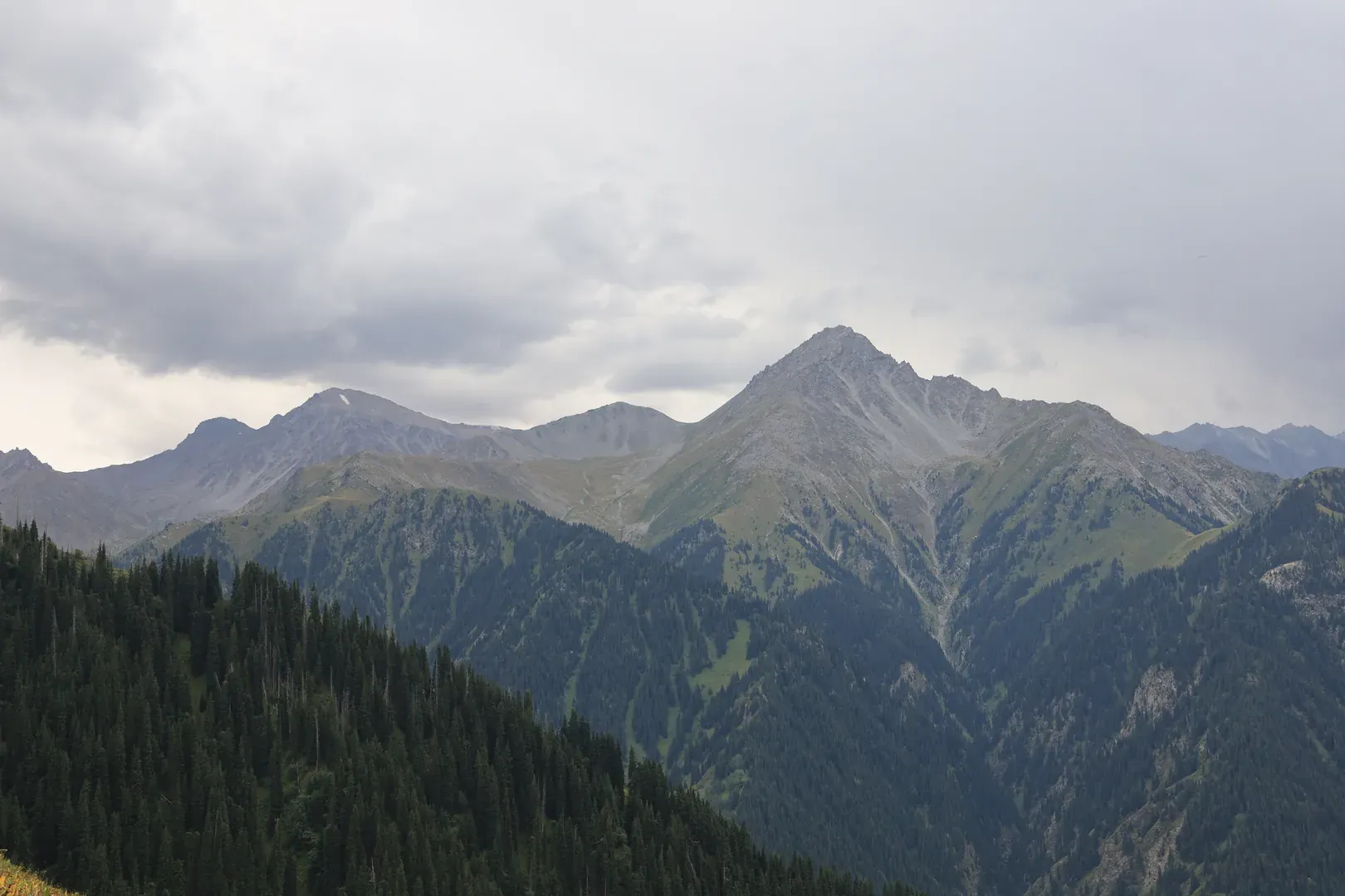 A view of Big Almaty Peak. And the mountain range nearby.