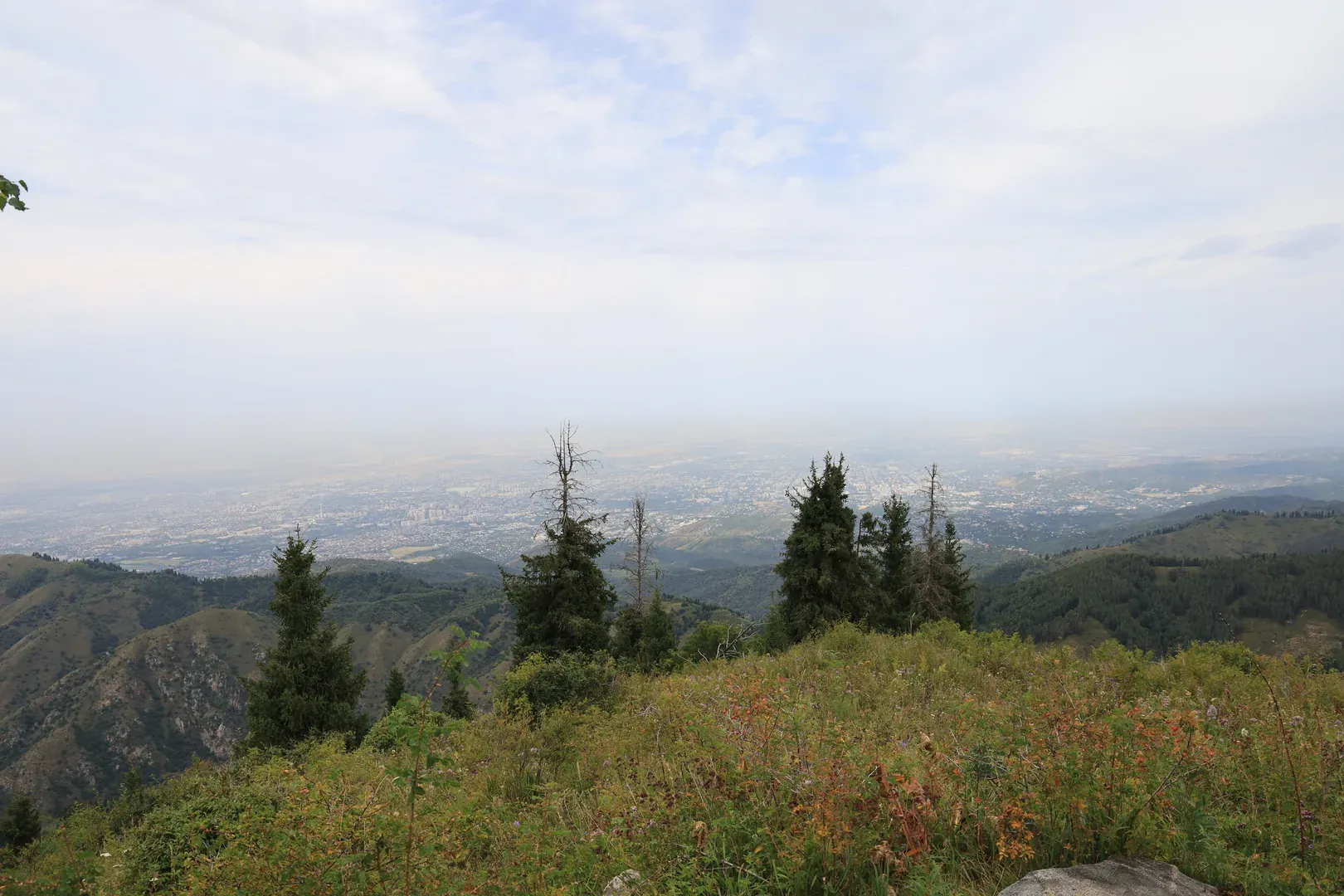 The view from the bench. You can see the whole of Almaty from here.