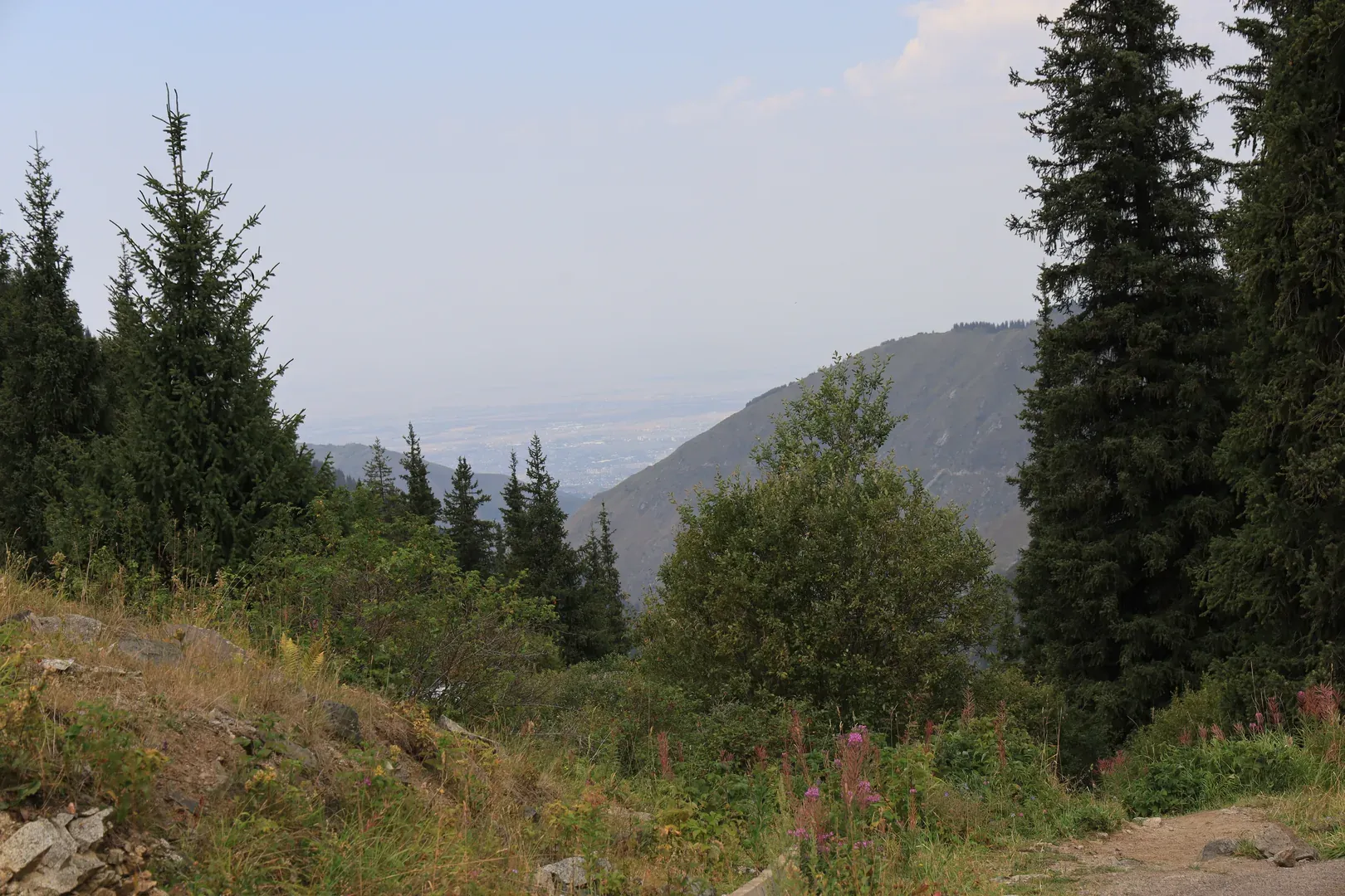 A view of Almaty. From this trail the city almost never comes into view, and never from a good angle.