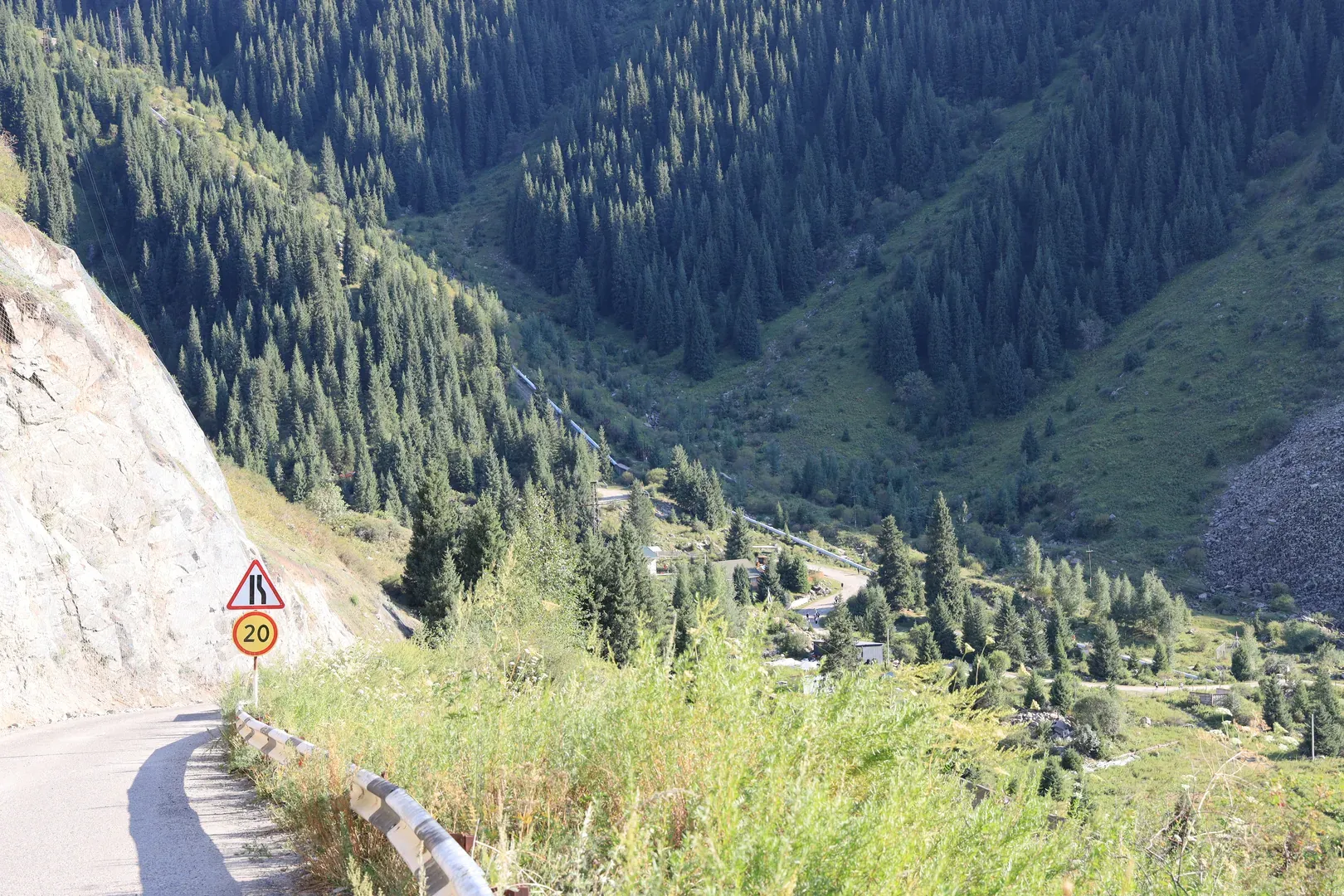 Our starting point as seen from the road, along with the structures belonging to the hydroelectric station.
