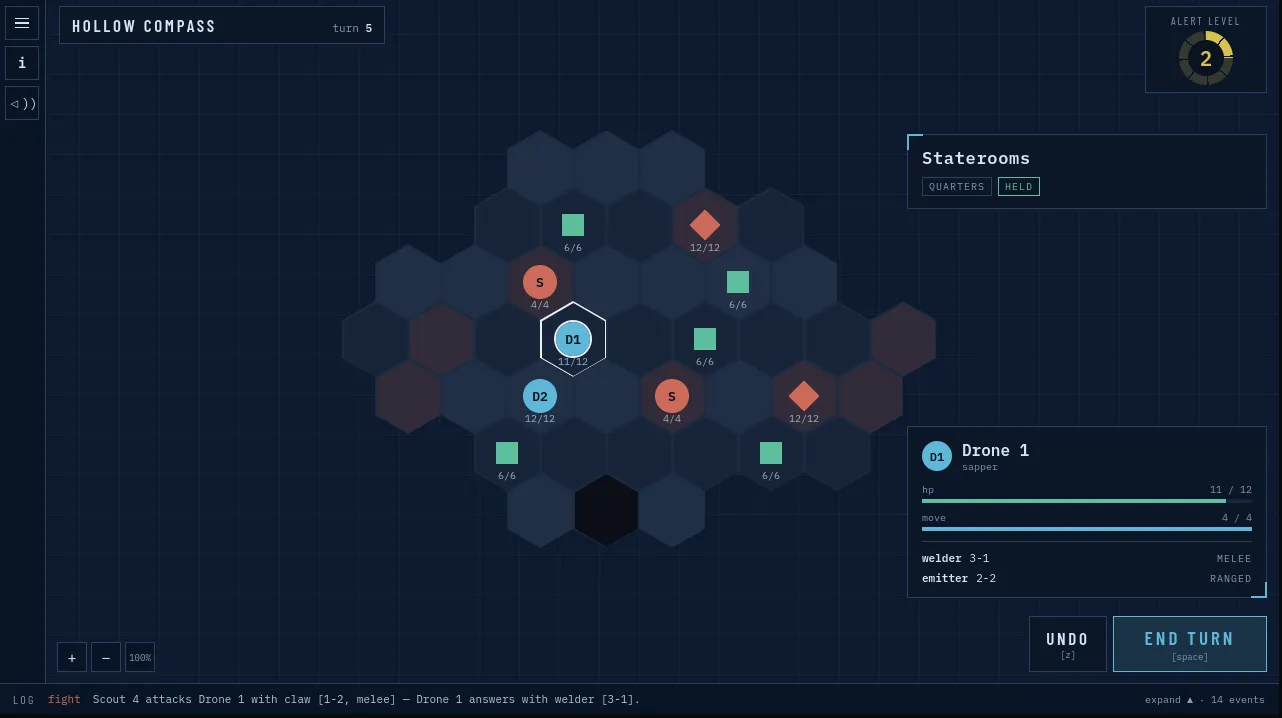 A work-in-progress design draft of what the mission might look like. You can see that it is not a ship map. In fact, it is just a random combination of hexes that should represent most of what is usable.
