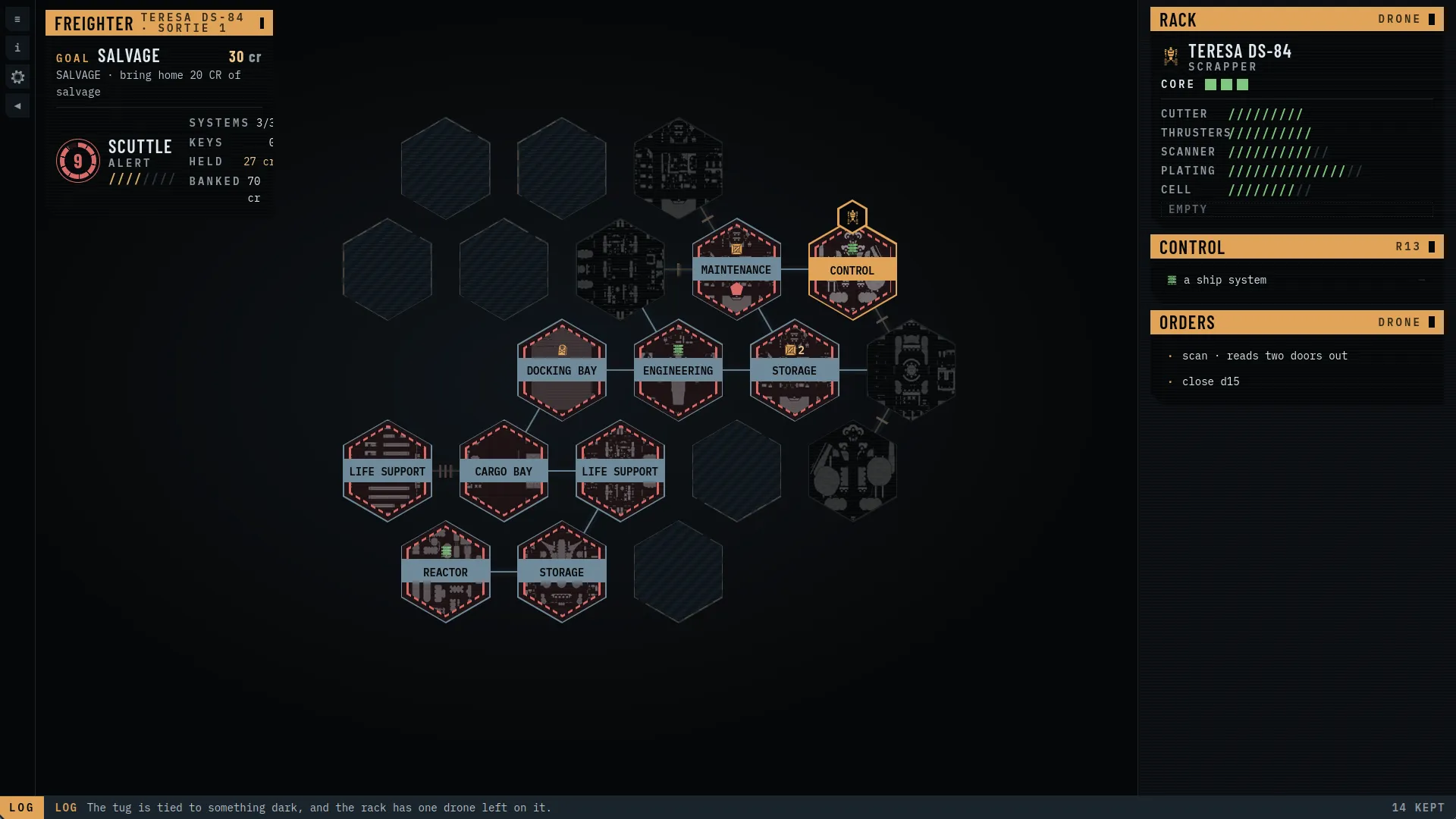 A screenshot of the final mission view. It is not only the colours — almost everything was changed from the designs in the previous posts. And the reasons are always the same: time constraints, reinventing the wheel, and a complete overhaul on the final day.