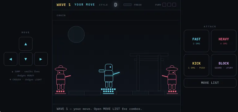 If you give Claude Design some references, it will rip the style straight from them unless you tell it otherwise. This is a screenshot of a prototype for a turn-based slider beat 'em up. You can clearly see the Shogun Showdown reference was sloppily copied, even without telling the agent anything about the player figures.