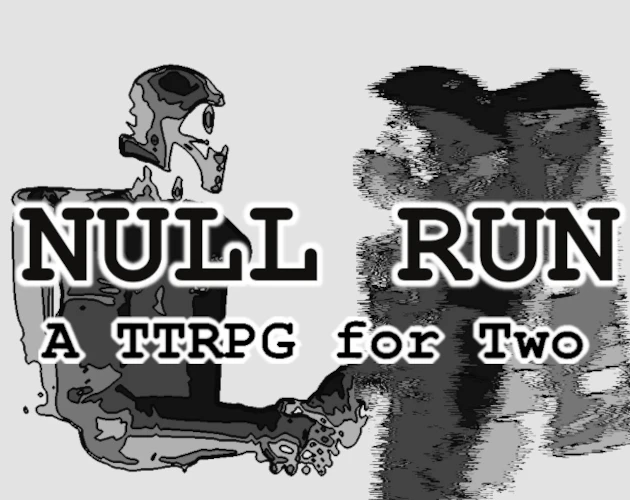 Glitchy sci-fi terminal title art for Null Run